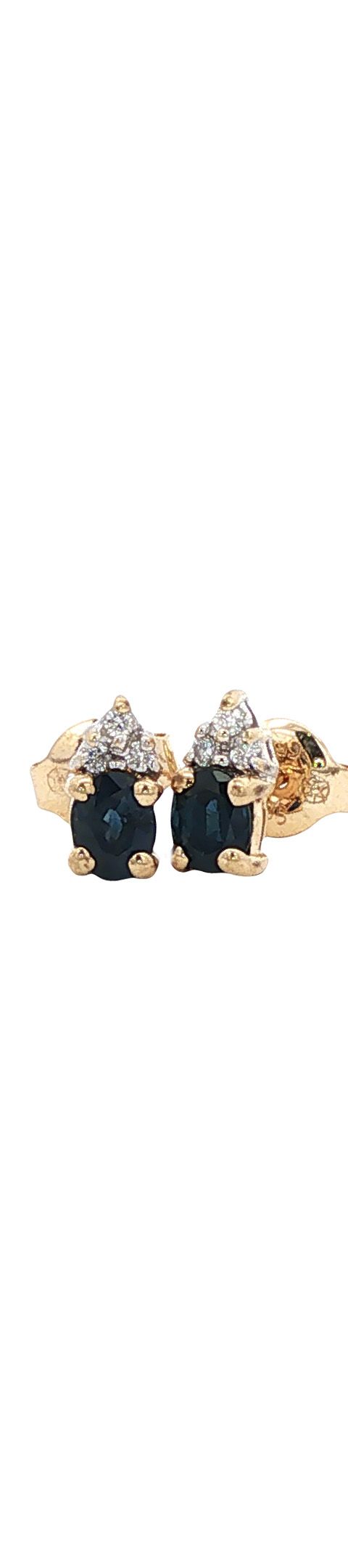 Vintage 14K Gold Stud Earrings with Sapphire and Diamond